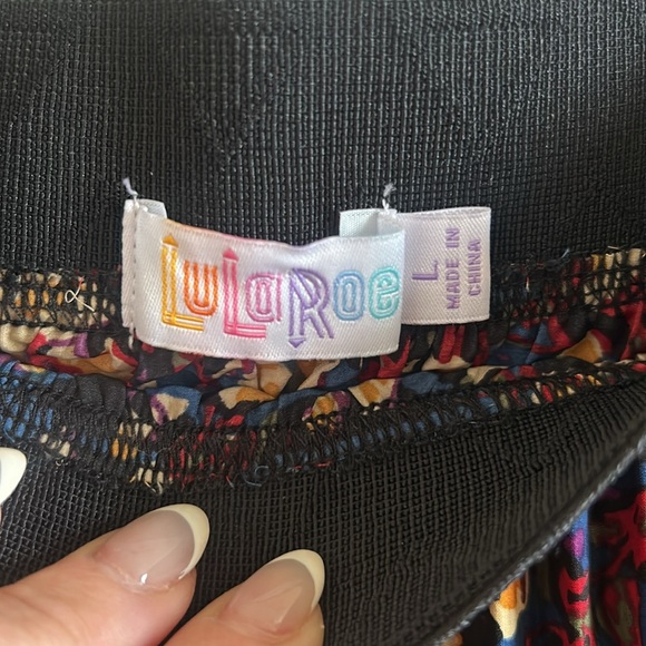 LuLaRoe Multi-Colored Midi Skirt Size Large - Picture 3 of 4